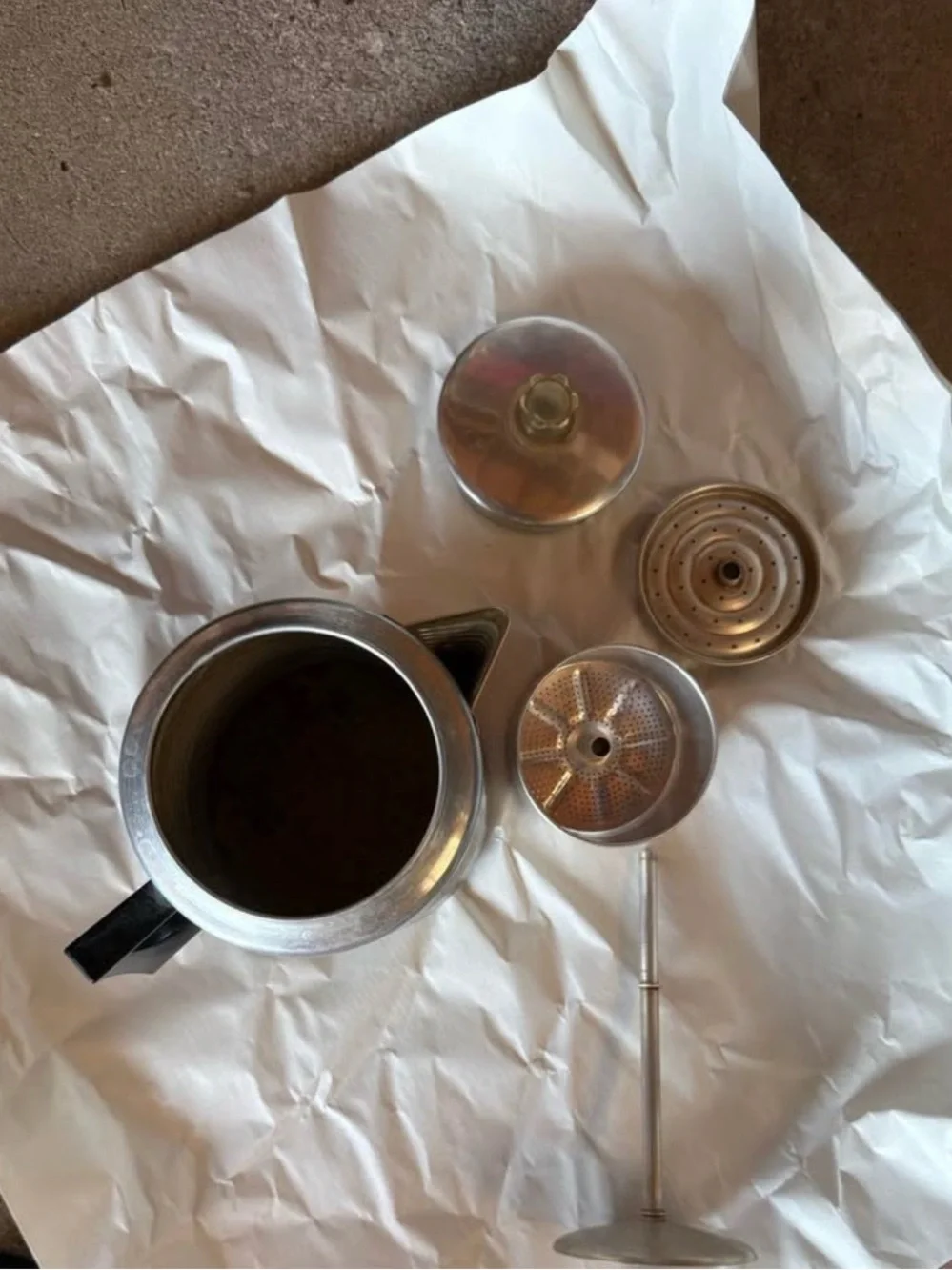 Classic Stainless Steel Coffee Percolator with Black Handle